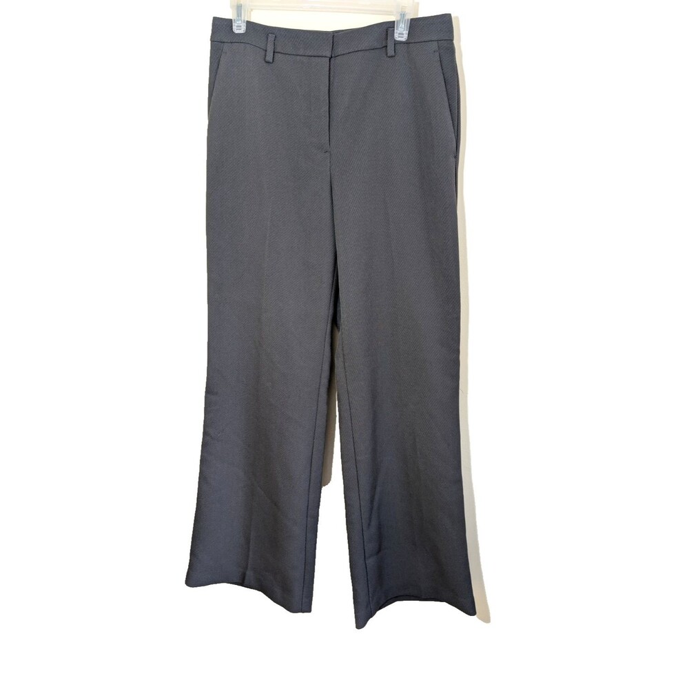 Ann Taylor Straight Leg Pant Gray High Rise Career Office Size 8 Curvy